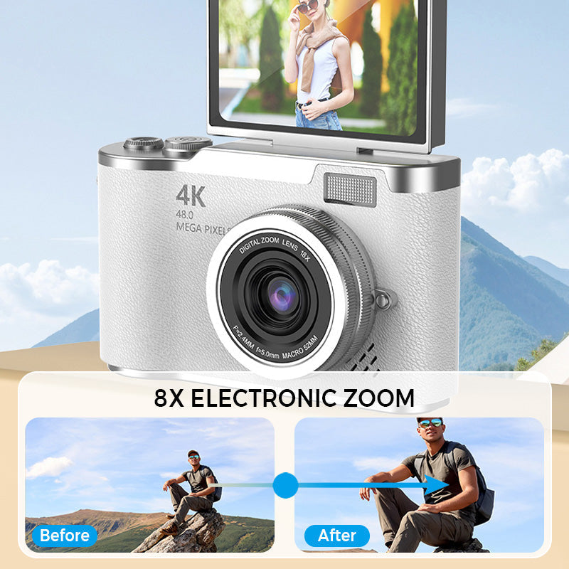 VividSnap | Appareil photo numérique avec écran pliable 4K HD