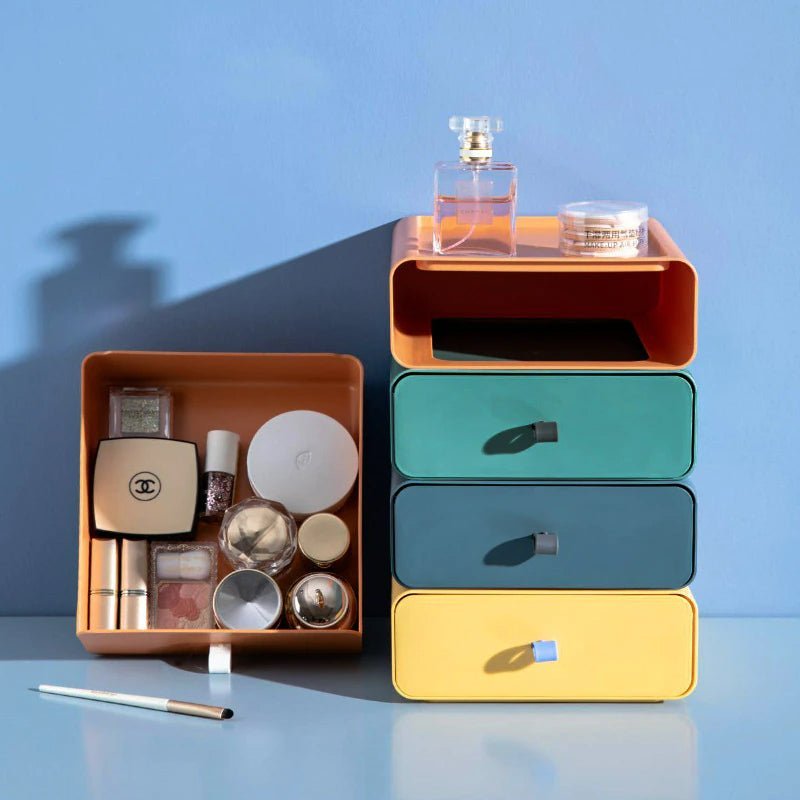 Boîtes de rangement empilables avec tiroir pour un rangement élégant et organisé