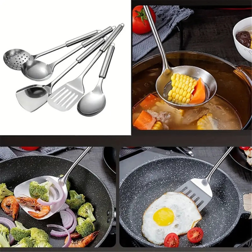 Ensemble d'ustensiles de cuisine | Collection 5 pièces en acier inoxydable
