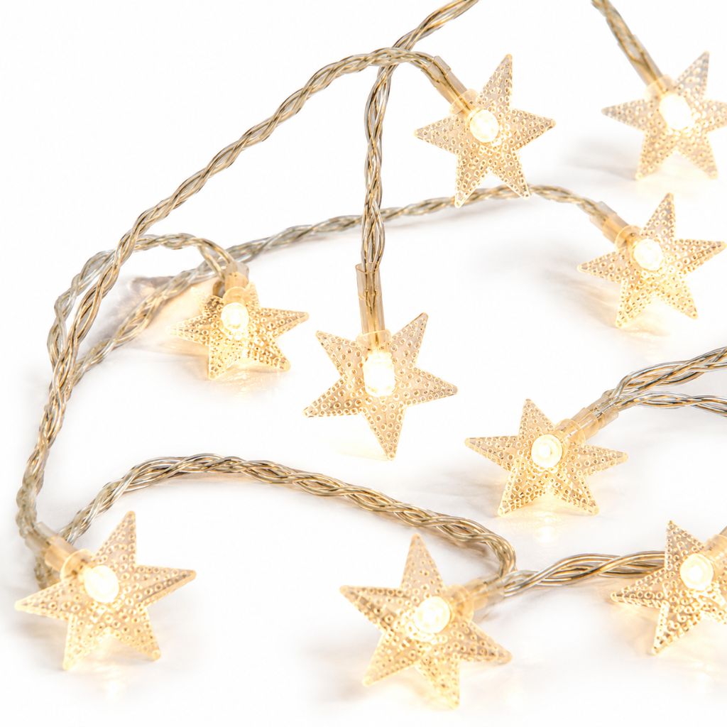 Guirlande lumineuse féerique à piles, blanc chaud, LED, pour chambre d'enfant, chambre de bébé, lumière d'ambiance, décoration, veilleuse avec étoiles | Sansotis