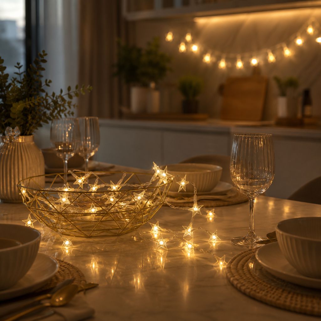Guirlande lumineuse féerique à piles, blanc chaud, LED, pour chambre d'enfant, chambre de bébé, lumière d'ambiance, décoration, veilleuse avec étoiles | Sansotis