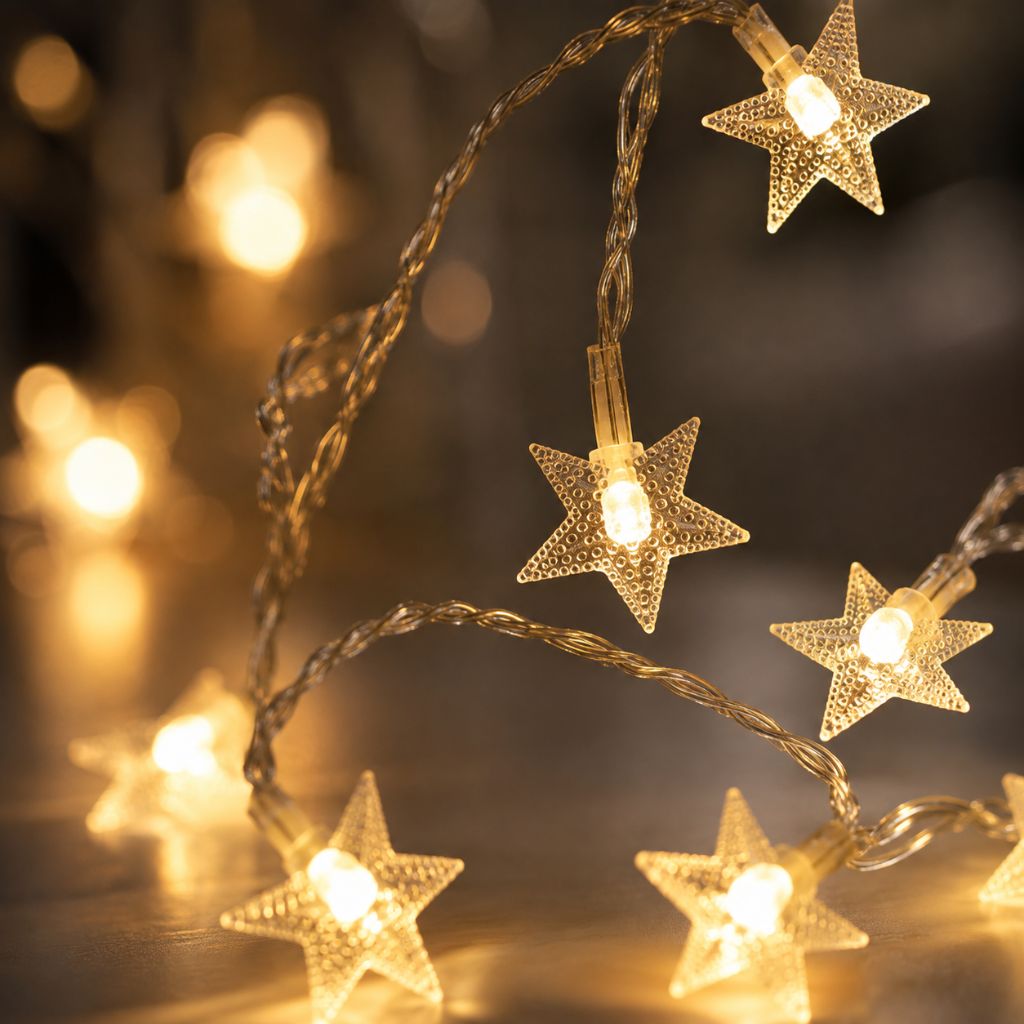 Guirlande lumineuse féerique à piles, blanc chaud, LED, pour chambre d'enfant, chambre de bébé, lumière d'ambiance, décoration, veilleuse avec étoiles | Sansotis