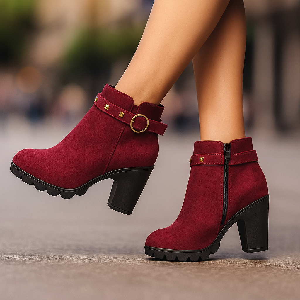 Bottes bloc cloutées pour femmes