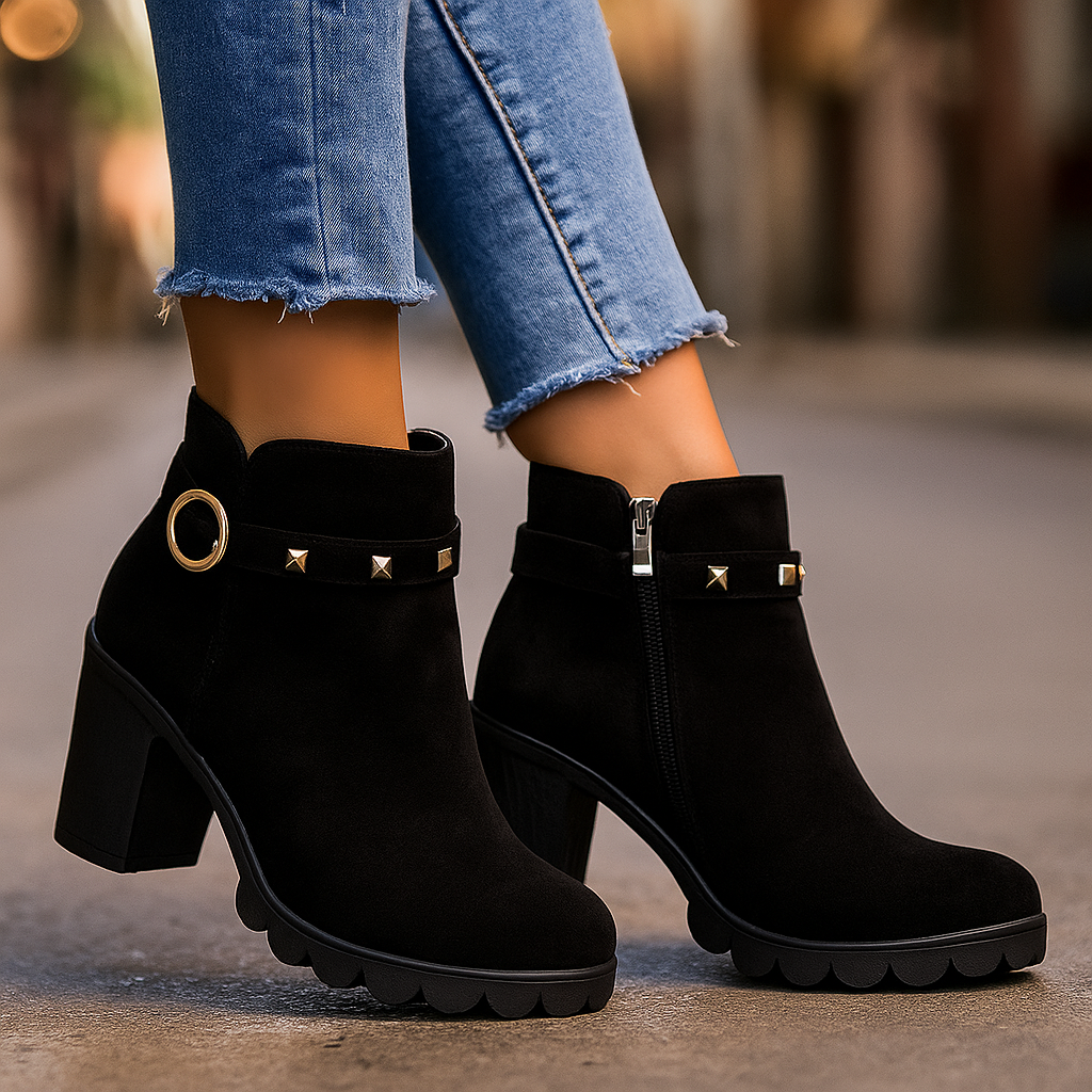 Bottes bloc cloutées pour femmes