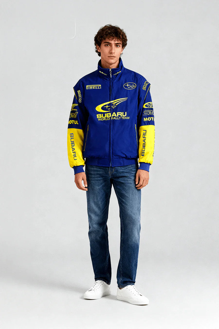 Veste de course Subaru Rally Vintage Racing – Édition Bleue – Unisexe – Rétro