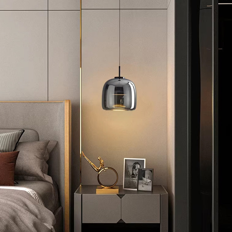 Lampe suspendue verre noir scandinave nordique LED E27 16cm suspension cuisine salon luxe | Sansotis
