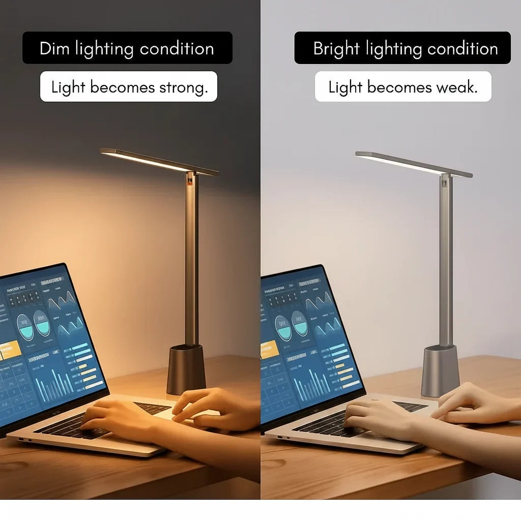 Lampe de bureau LED pliable avec éclairage alimenté par USB à intensité variable