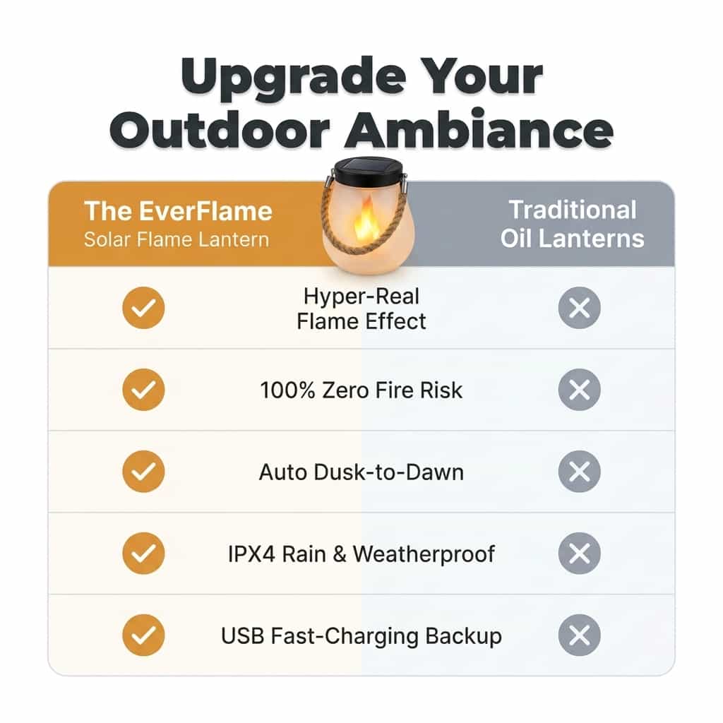 Lanterne Solaire EverFlame – Une Flamme Parfaite, Chaque Nuit
