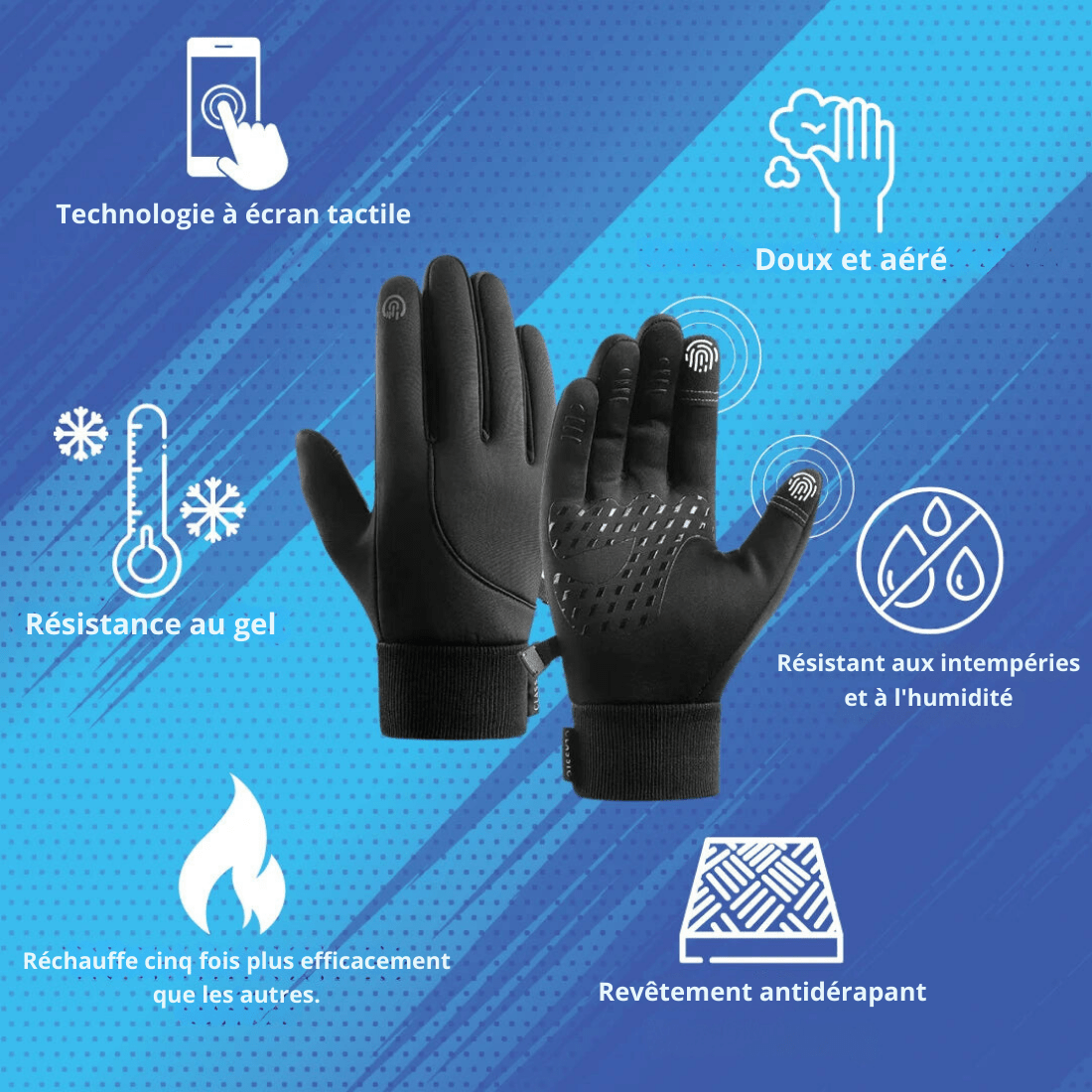Gants chauffants ThermaGrip – Hiver, écran tactile, antidérapants, imperméables et respirants