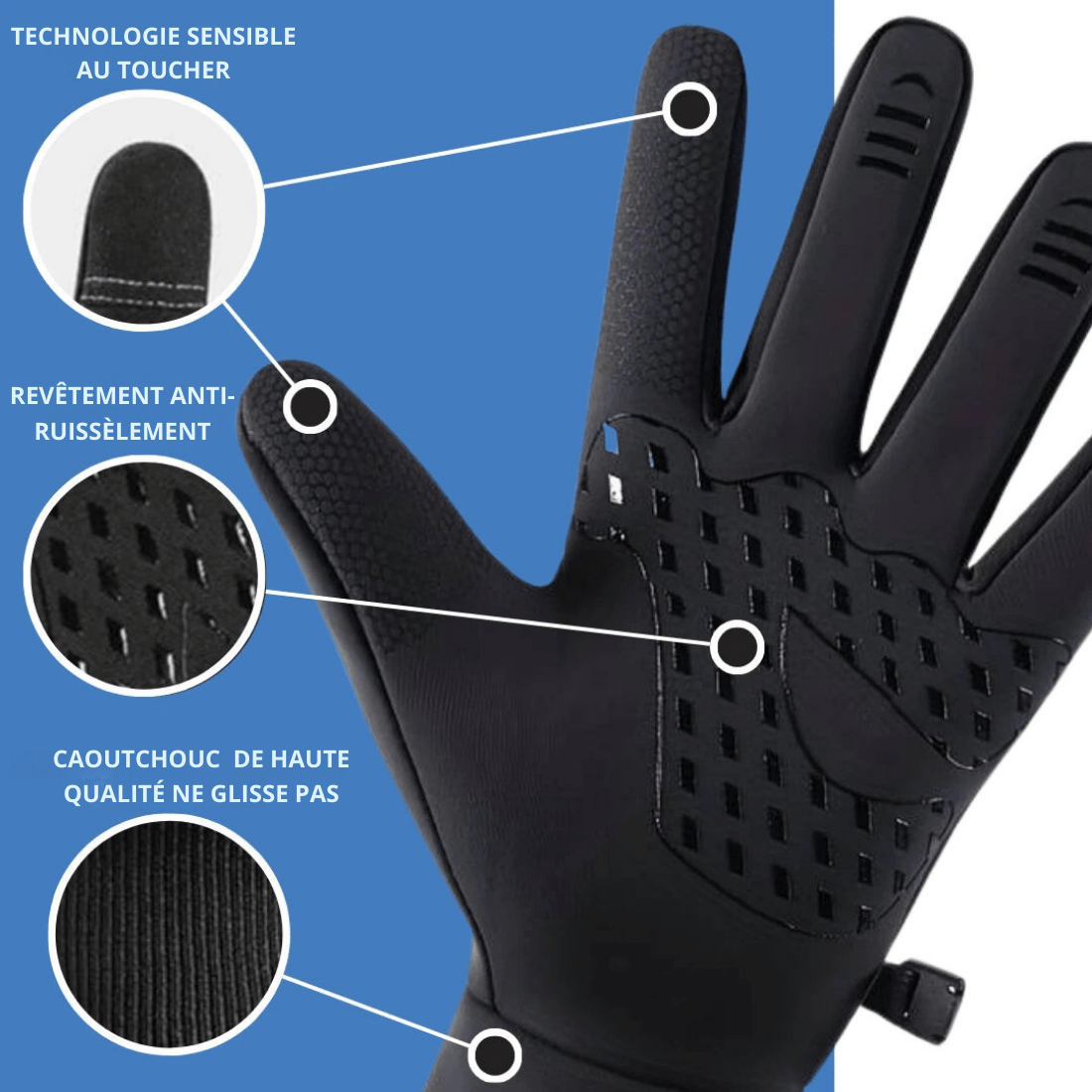Gants chauffants ThermaGrip – Hiver, écran tactile, antidérapants, imperméables et respirants