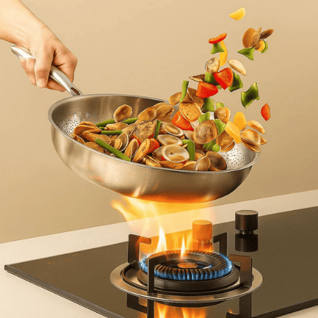 TITAN-PREMIUM PAN – Poêle Inox Sans Revêtement pour Tous Feux