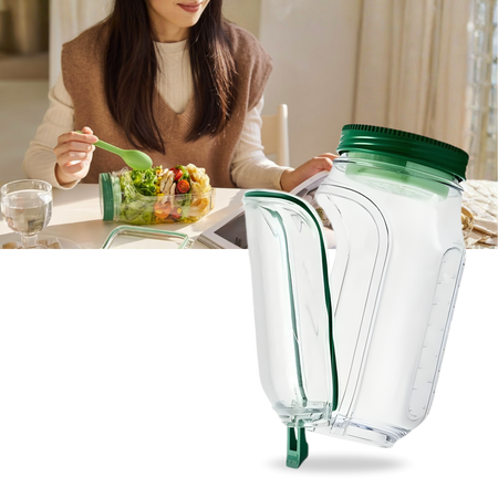 Bocal transparent à salade avec ouverture latérale