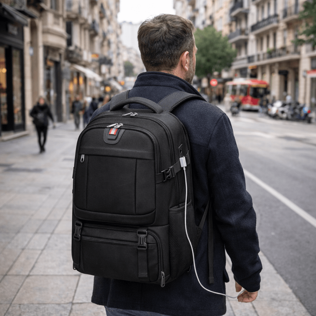 Sac à dos pour ordinateur portable avec compartiment alimentaire isotherme et port USB