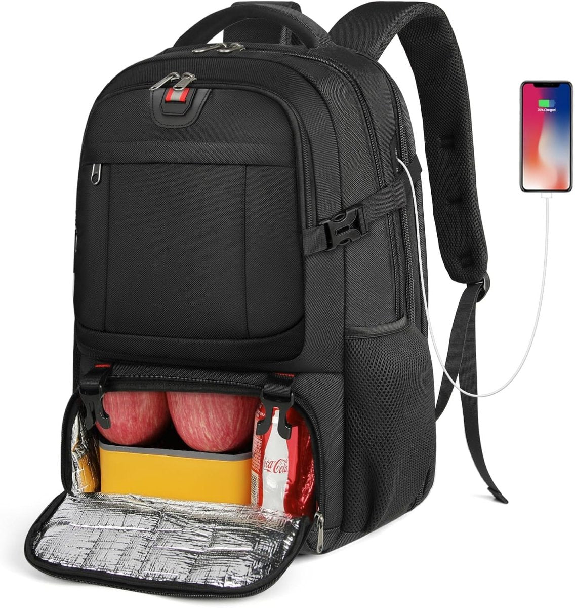 Sac à dos pour ordinateur portable avec compartiment alimentaire isotherme et port USB
