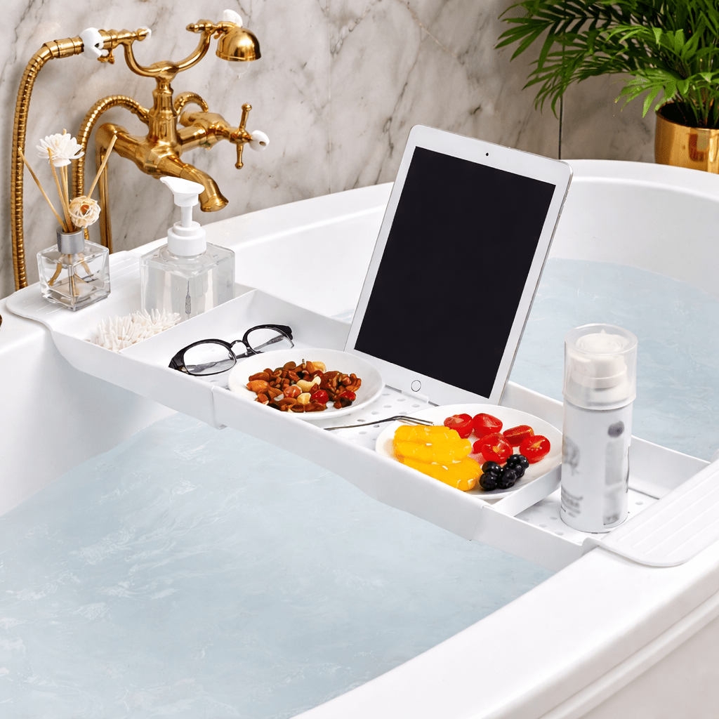 TRAYNEX – Plateau de baignoire extensible pour l'organisation quotidienne du bain
