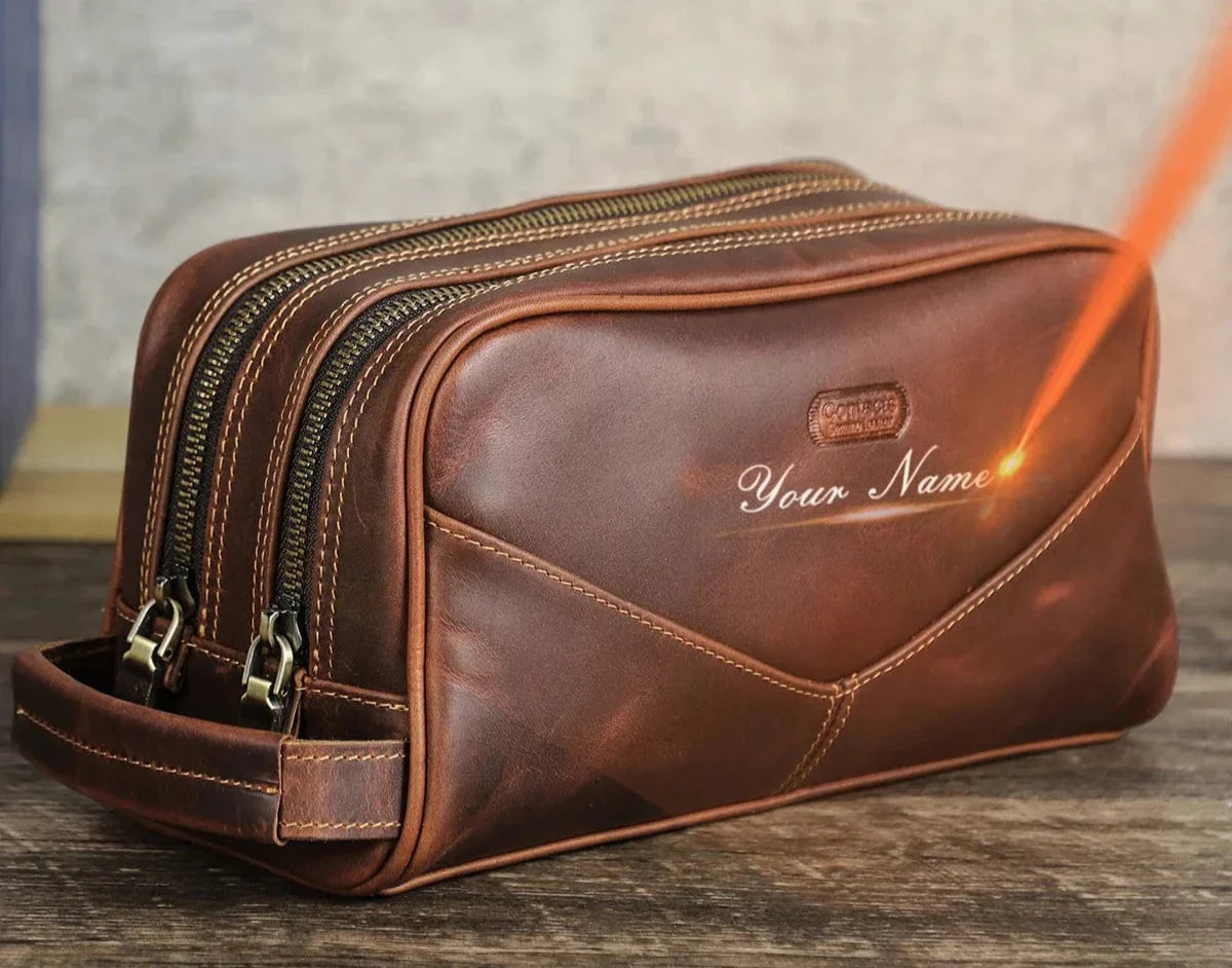 Trousse de Toilette Homme en Cuir Personnalisable