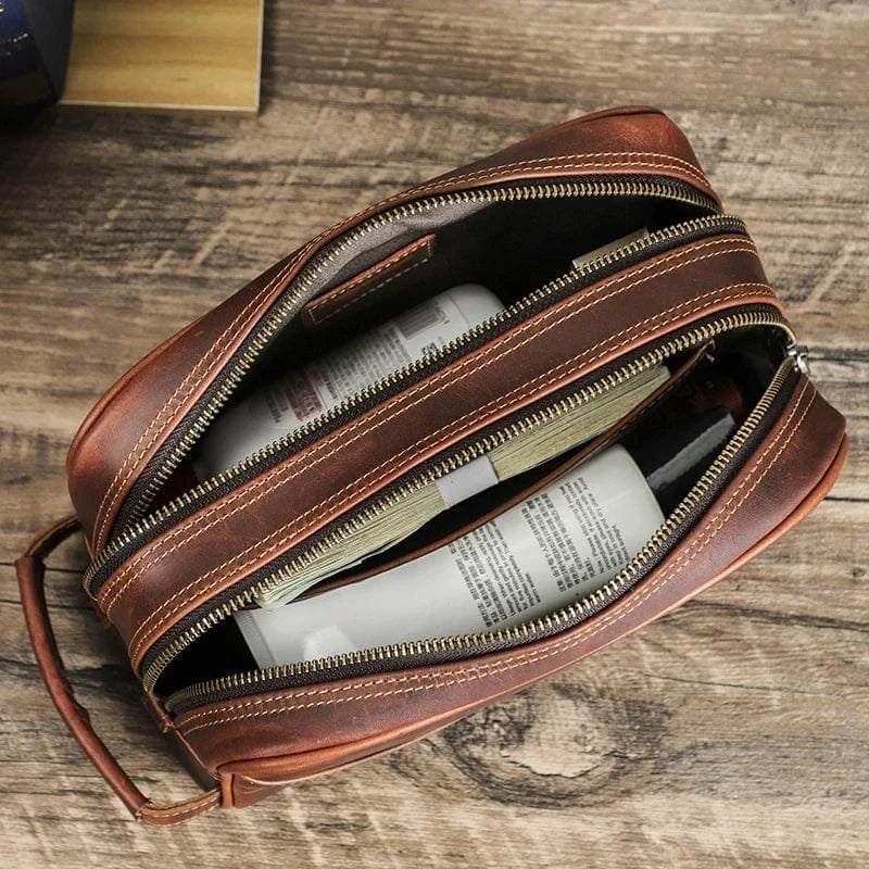 Trousse de Toilette Homme en Cuir Personnalisable
