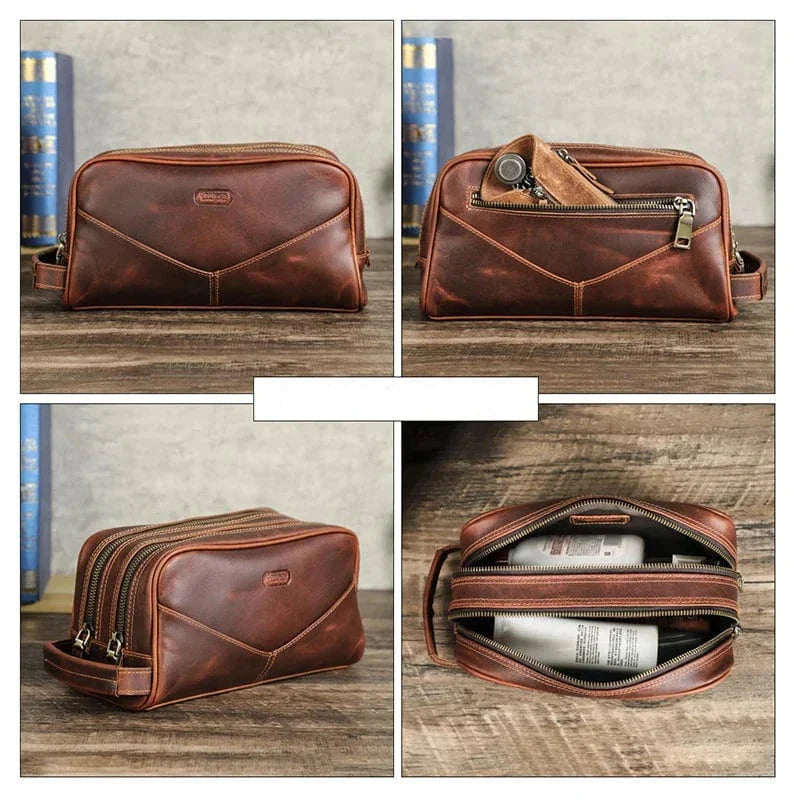 Trousse de Toilette Homme en Cuir Personnalisable