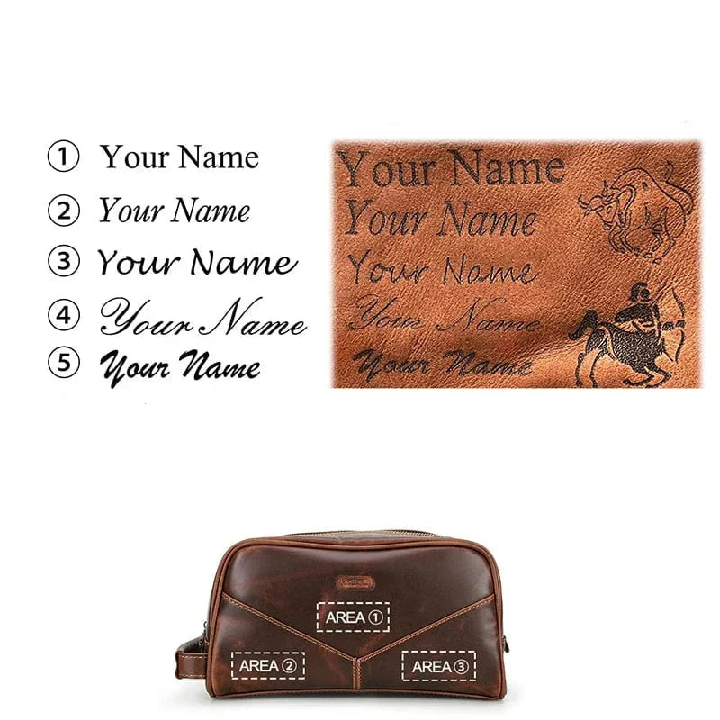 Trousse de Toilette Homme en Cuir Personnalisable