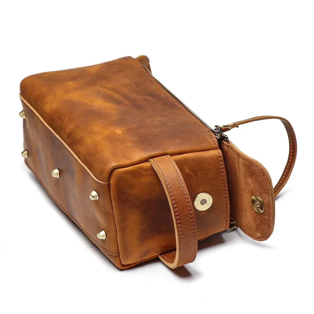 Trousse de Toilette en Cuir Homme Vintage