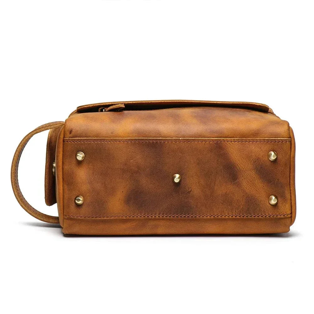 Trousse de Toilette en Cuir Homme Vintage