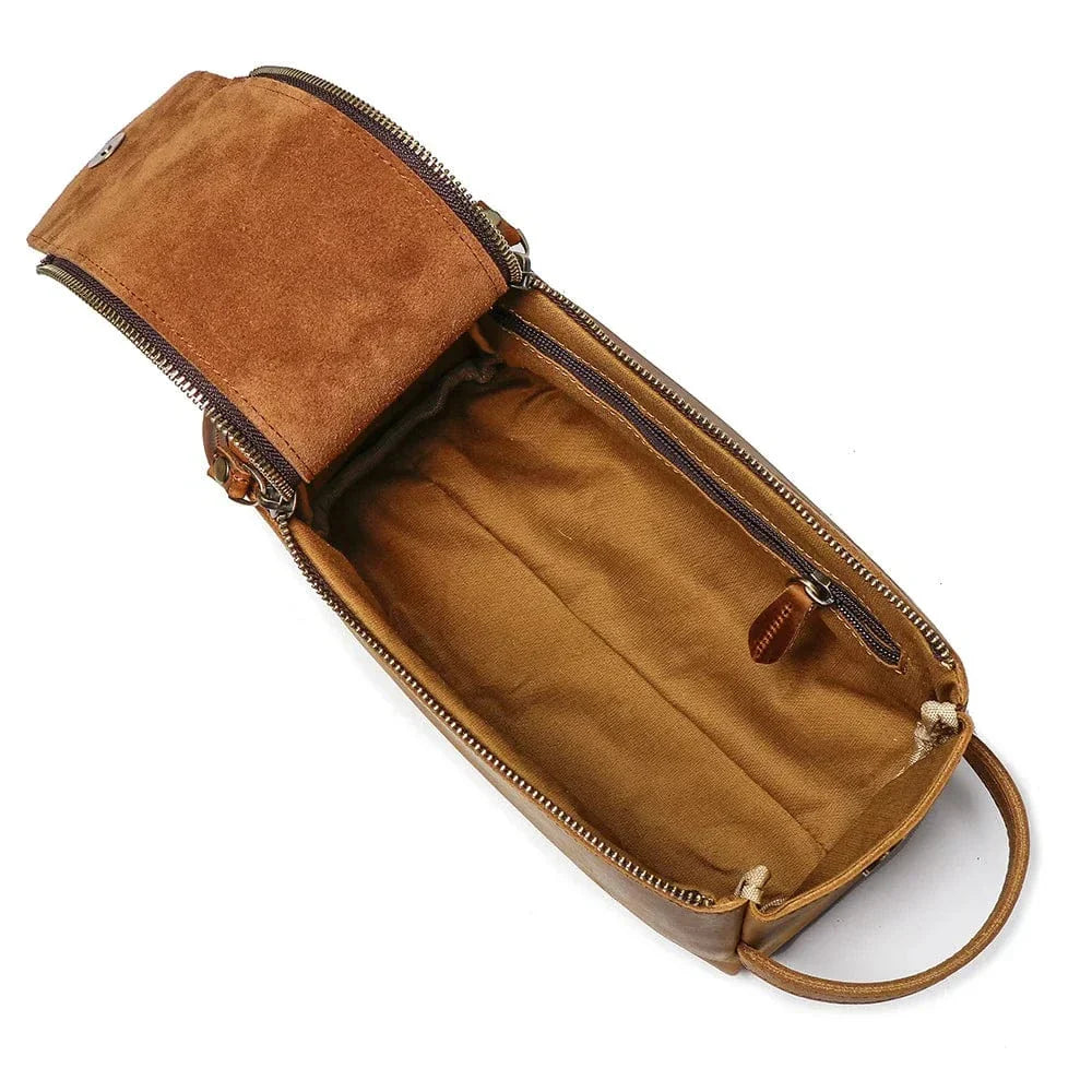 Trousse de Toilette en Cuir Homme Vintage