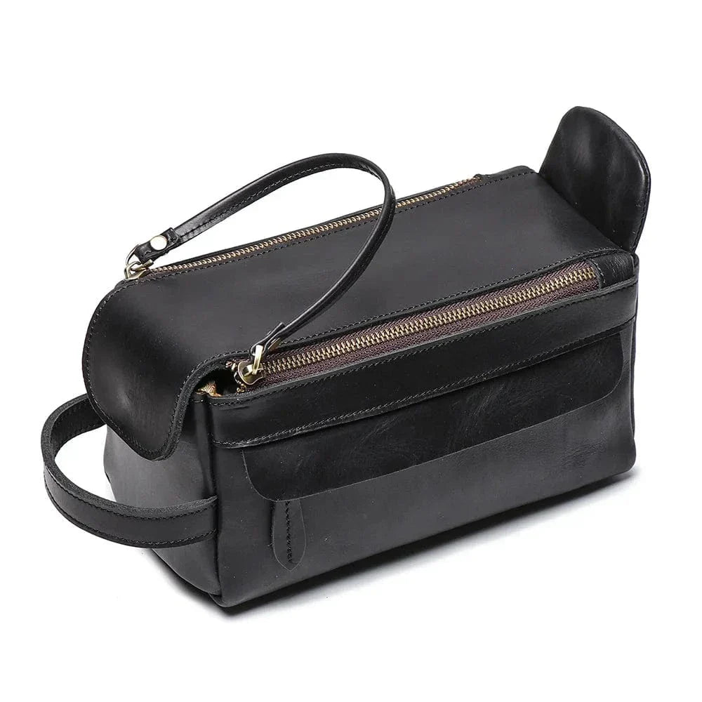 Trousse de Toilette en Cuir Homme Vintage