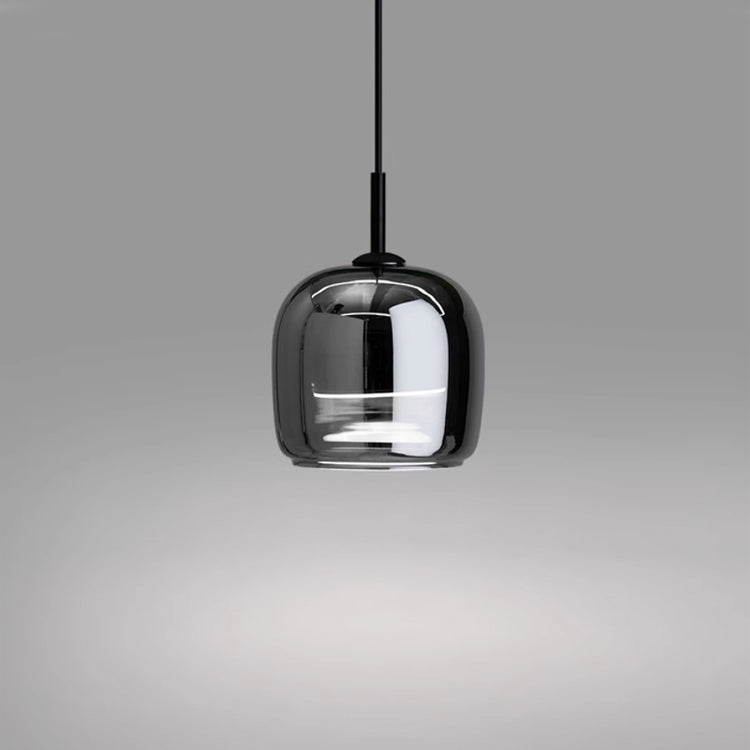 Lampe suspendue verre noir scandinave nordique LED E27 16cm suspension cuisine salon luxe | Sansotis