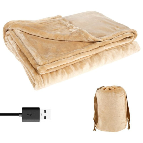 Couverture chauffante électrique sans fil unisexe en flanelle douce, portable USB, 63x33 pouces, chaleur apaisante pour 1–2 personnes