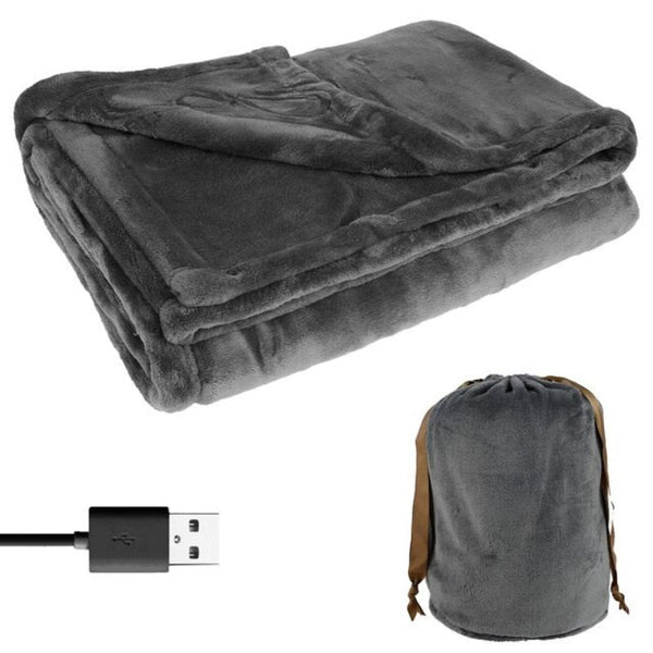 Couverture chauffante électrique sans fil unisexe en flanelle douce, portable USB, 63x33 pouces, chaleur apaisante pour 1–2 personnes