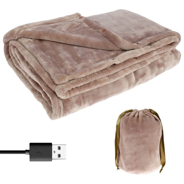 Couverture chauffante électrique sans fil unisexe en flanelle douce, portable USB, 63x33 pouces, chaleur apaisante pour 1–2 personnes