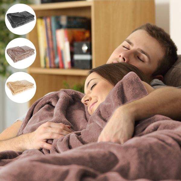 Couverture chauffante électrique sans fil unisexe en flanelle douce, portable USB, 63x33 pouces, chaleur apaisante pour 1–2 personnes