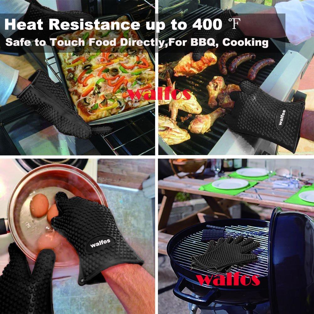 Gants de grillades unisexes résistants à la chaleur pour la cuisine et le barbecue