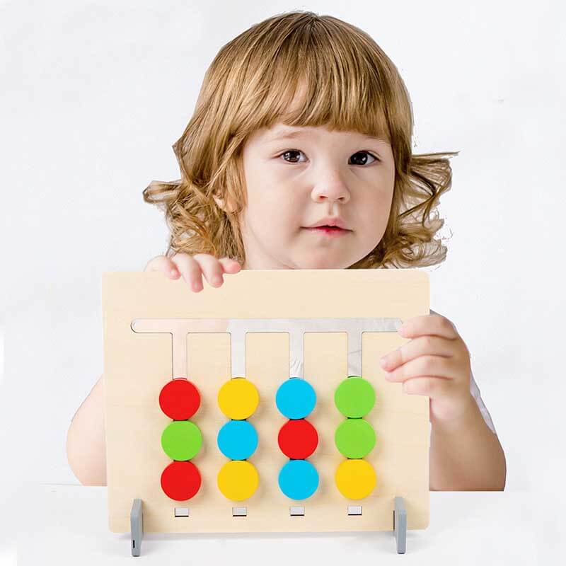 Jeu d'échecs en bois unisexe pour enfants, quatre couleurs assorties
