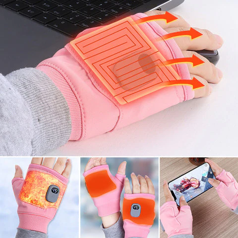 Gants sans doigts chauffants USB unisexes pour la chaleur hivernale
