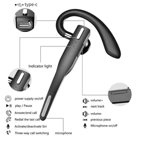 Casque sans fil unisexe équipé de la technologie Bluetooth, double microphone et suppression active du bruit