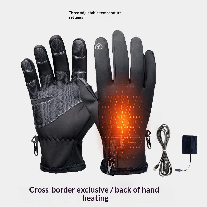 Gants chauffants USB, mitaines avec bouts des doigts pour écran tactile et doublure en polaire imperméables