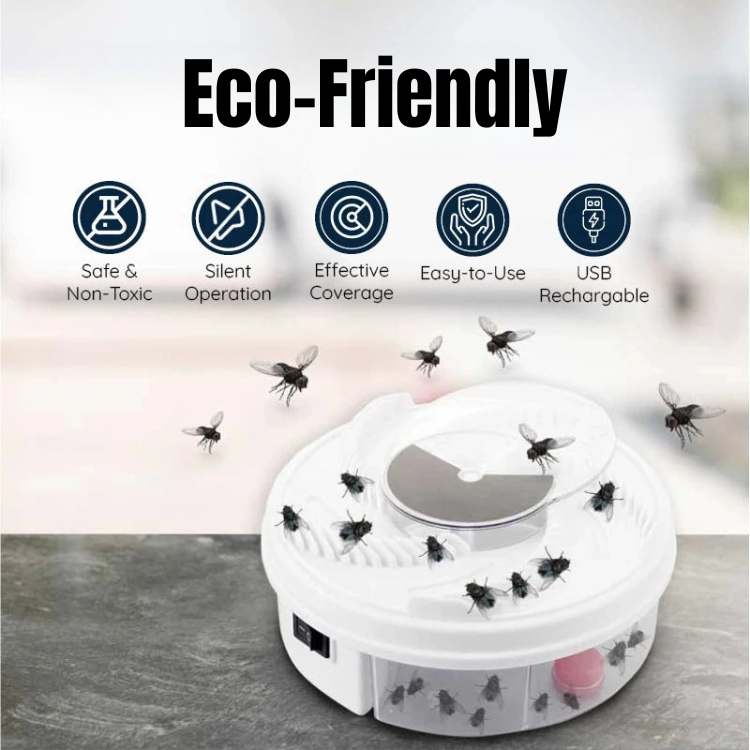 Piège électrique à mouches avec système rotatif silencieux pour usage intérieur et extérieur