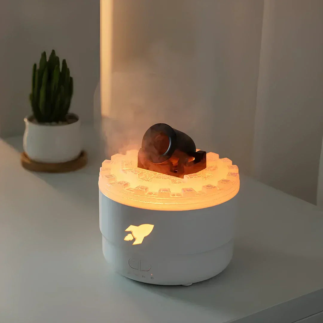 Humidificateur d'air à canon décoratif unisexe avec LED et aromathérapie