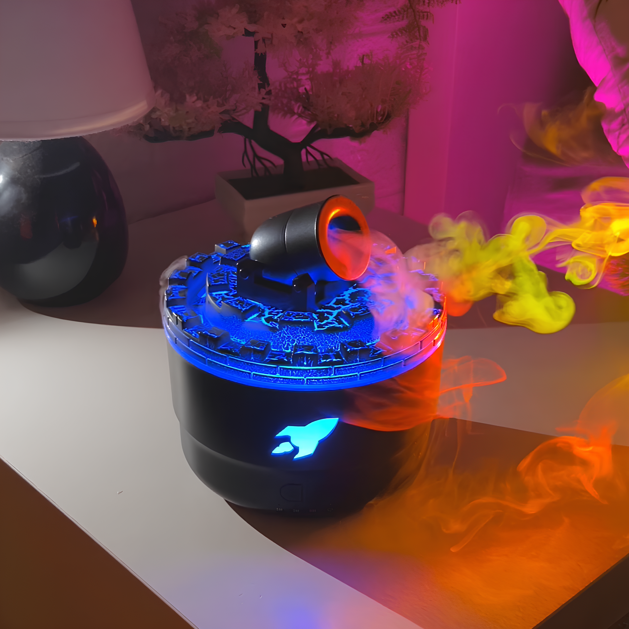 Humidificateur d'air à canon décoratif unisexe avec LED et aromathérapie