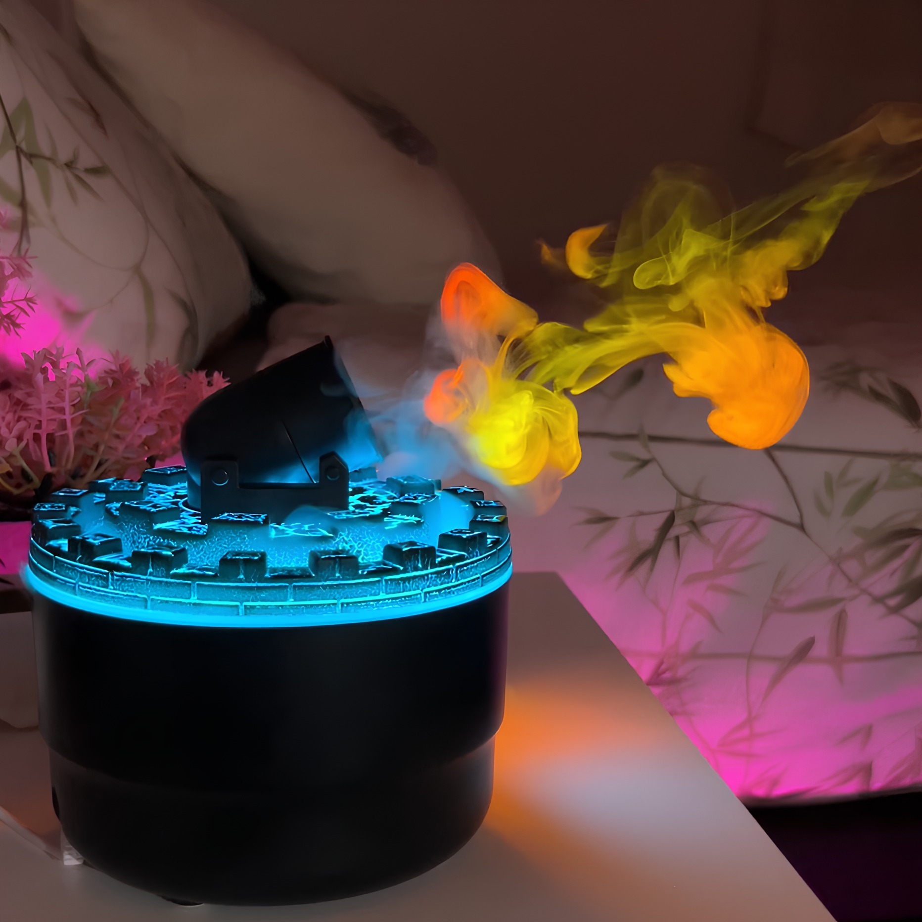 Humidificateur d'air à canon décoratif unisexe avec LED et aromathérapie