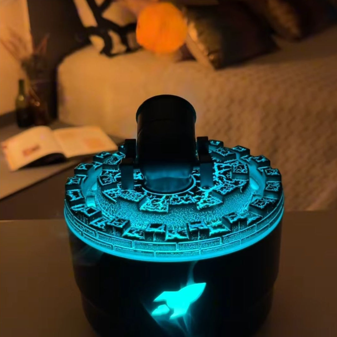Humidificateur d'air à canon décoratif unisexe avec LED et aromathérapie