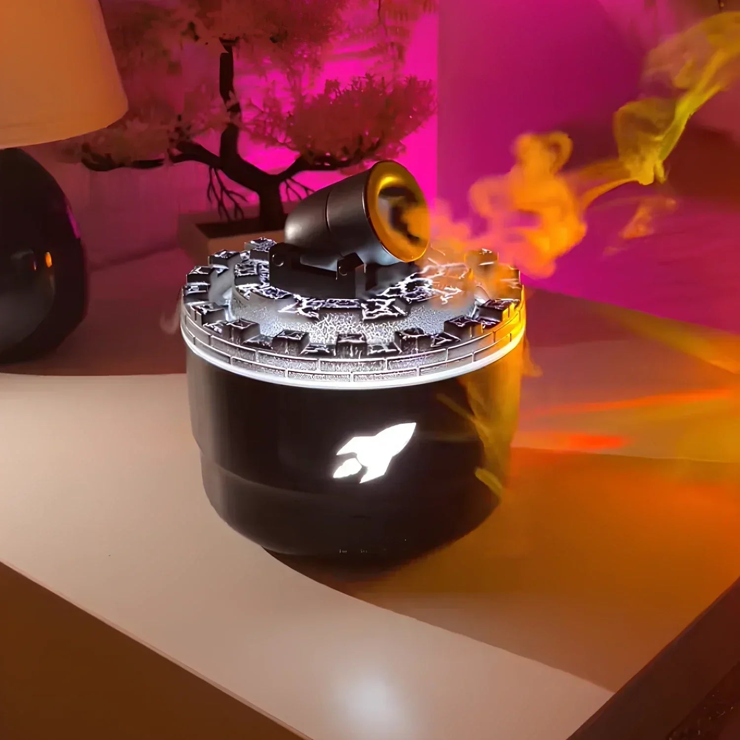 Humidificateur d'air à canon décoratif unisexe avec LED et aromathérapie