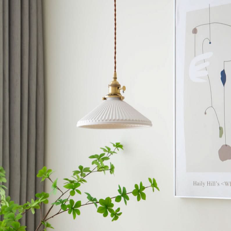 Lampe à suspension scandinave en céramique blanche