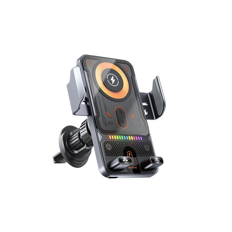 VOLTDRIVE – Support de voiture 2-en-1 et chargeur sans fil avec rotation automatique et mode mains libres