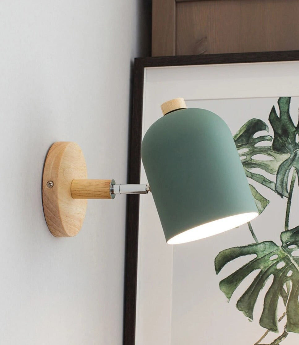 Lampe murale scandinave | Abat-jour menthe à base de bois