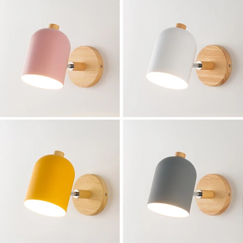 Lampe murale scandinave | Abat-jour menthe à base de bois