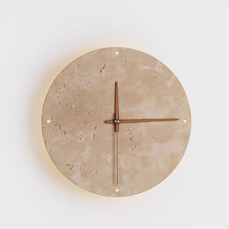 Réveillez votre espace avec l'horloge murale Wabi-sabi en travertin