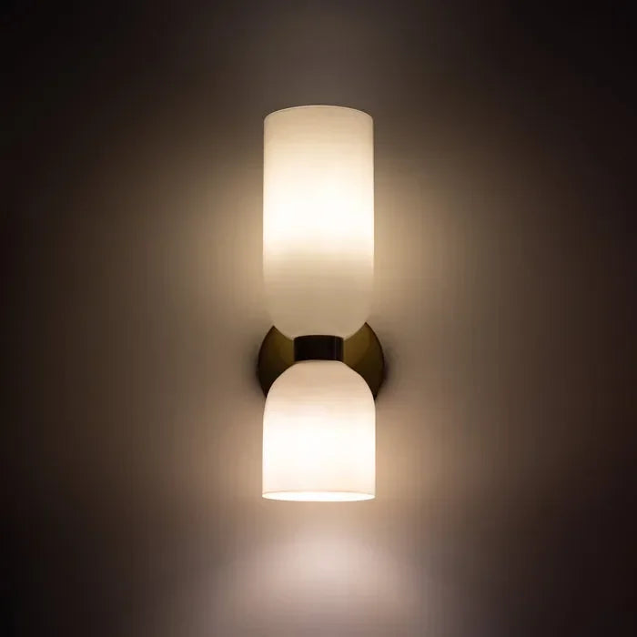 Lampe Wandlamp Glas Goud Double Kap 35cm E14 Hal Woonkamer Slaapkamer Modern Stijlvol | Sansotis
