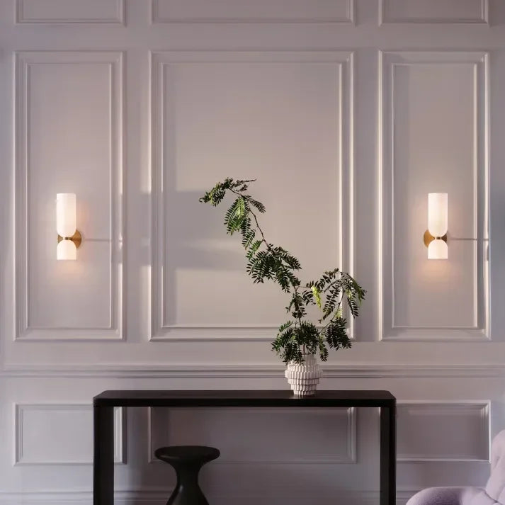 Lampe Wandlamp Glas Goud Double Kap 35cm E14 Hal Woonkamer Slaapkamer Modern Stijlvol | Sansotis